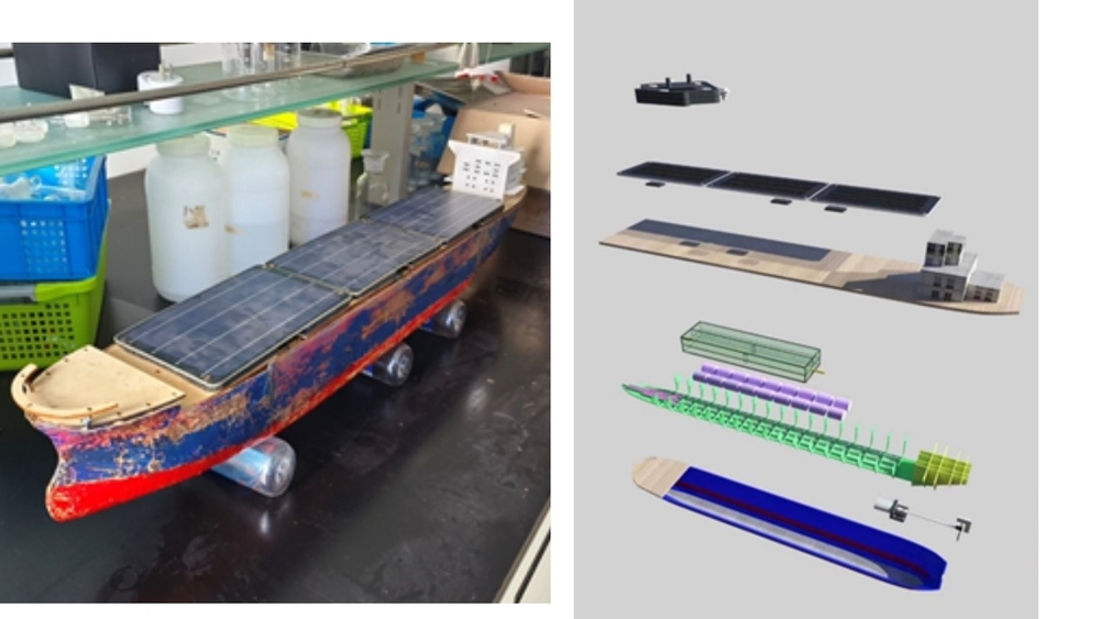 科教船模实物图与构建示意图